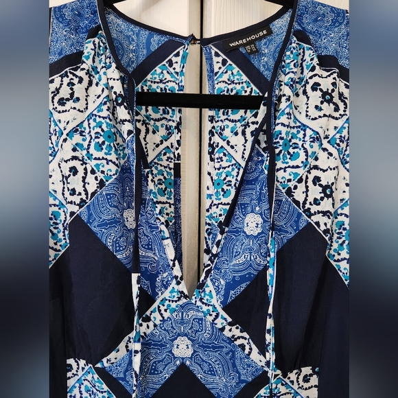 ASOS Warehouse Maxi Dress, Blue Print, Size US 6 - Picture 3 of 8